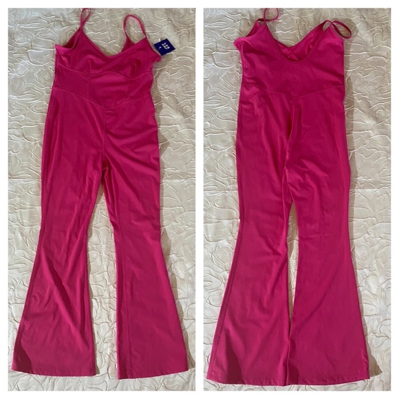 JoyLab Pants & Jumpsuits Pink Joylab Flare Leg Sleeveless Bodysuit